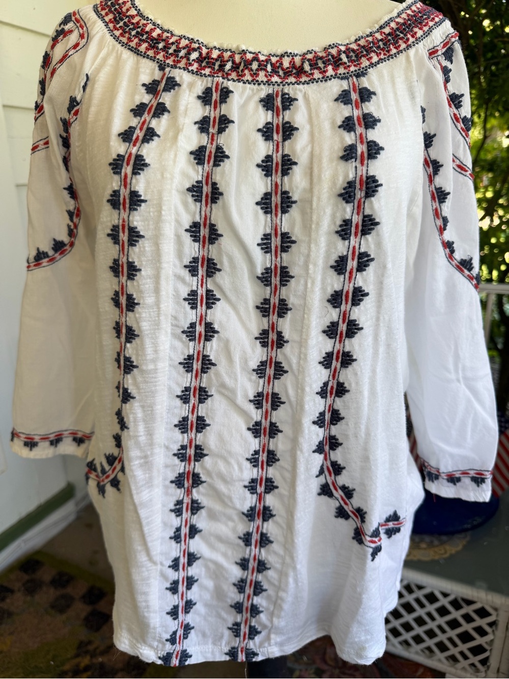 Lucky Brand Embroidered Boho Top Sz S